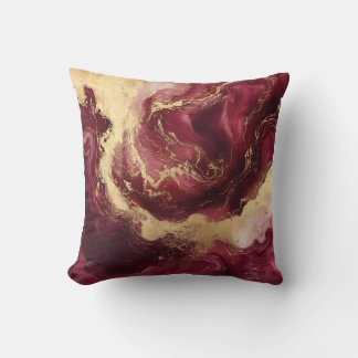 Luxe Bourgondië en goud marmer decoratief Kussen