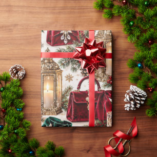 Luxe Bourgondië Smaragd Kerstmode Cadeaupapier