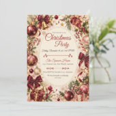 Luxe Bourgondisch Kerstfeest Kaart (Staand voorkant)