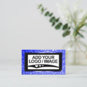 Luxe Bright Blue Sparkle Logo fotosjabloon Visitekaartje (Staand voorkant)