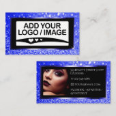Luxe Bright Blue Sparkle Logo fotosjabloon Visitekaartje (Voorkant / Achterkant)