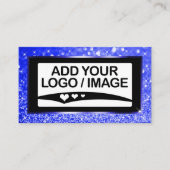 Luxe Bright Blue Sparkle Logo fotosjabloon Visitekaartje (Voorkant)