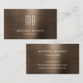 Luxe Brons Bruin Metallic Monogram Consultant Visitekaartje (Voorkant / Achterkant)