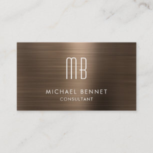 Luxe Bronzen Bruine Metalen Monogram Adviseur Visitekaartje