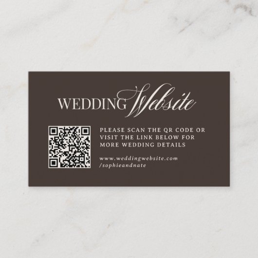 Luxe Brown | Wedding Website QR Code Informatiekaartje (Voorkant)