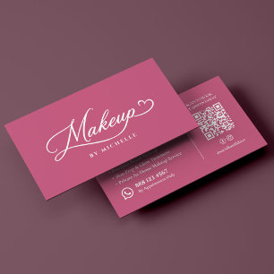 Luxe Bruidsmake-up Artiest Roze Schrift Visitekaartje
