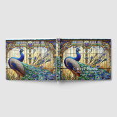 Luxe bruiloft: Glas in lood Peacock Gastenboek (Volledig)