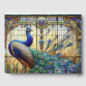 Luxe bruiloft: Glas in lood Peacock Gastenboek (Achterkant)