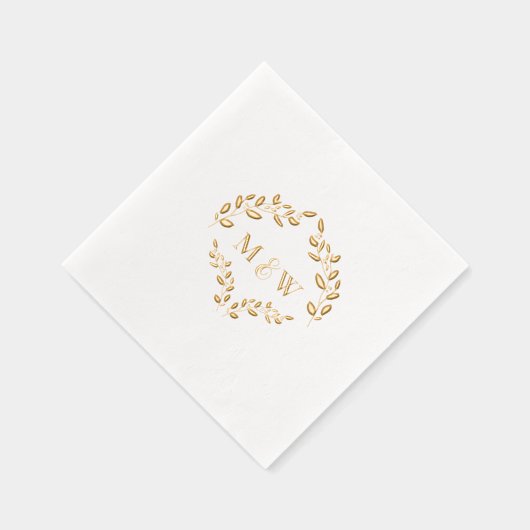 Luxe bruiloft Gouden folie blad Monogram Crest Folie Servetten (Rechts)