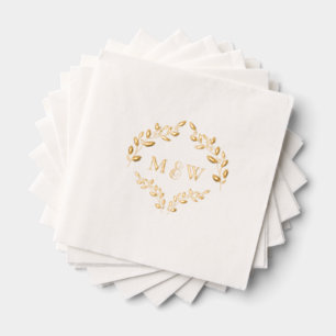 Luxe bruiloft Gouden folie blad Monogram Crest Servetten