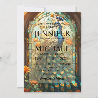 Luxe bruiloft: majestueuze pauw uitnodigingen