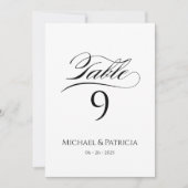 Luxe bruiloft tafel nummer elegante kalligrafie (Voorkant)