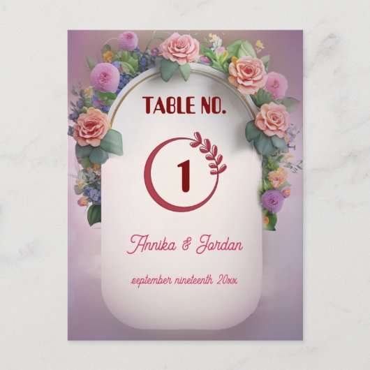 Luxe bruiloft uitnodiging tafel nummers  (Voorkant)