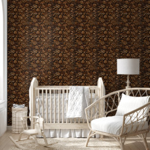 Luxe Bruin Chic Western Carving Bloemenpatroon Behang