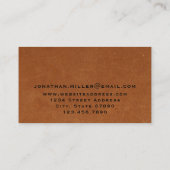 Luxe bruin lederen goudmonogram visitekaartje (Achterkant)