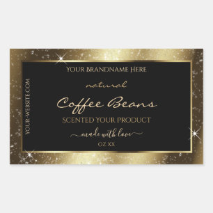 Luxe Bruine Sparkle Glitter Lijst Productlabel Rechthoekige Sticker