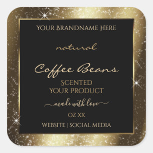 Luxe Bruine Sparkle Glitter Lijst Productlabel Vierkante Sticker