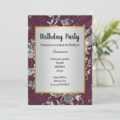 LUXE BURGUNDY ARGENT OR ANNIVERSAIRE INVITATION (Debout devant)