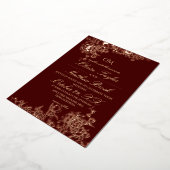 Luxe Burgundy & Goud Tuin Bloem Bruiloft Uitnodigi Folie Uitnodiging (Gedraaid)