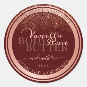 Luxe Burgundy Produit Emballage Étiquette Rose Or