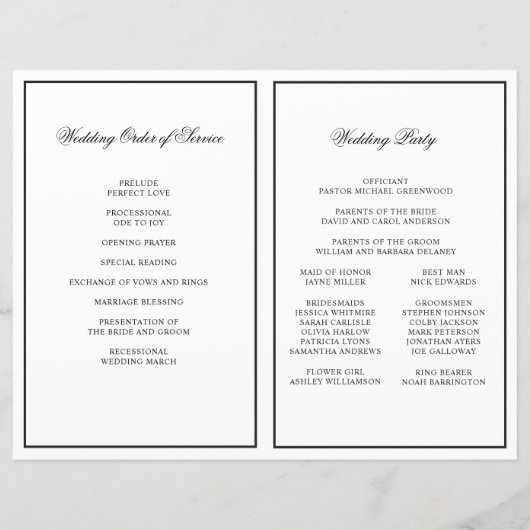 Luxe Cadre Floral Programme de mariage plié (Dos)