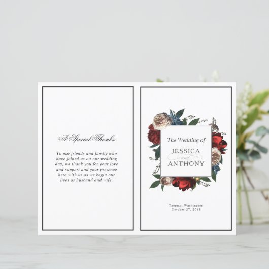Luxe Cadre Floral Programme de mariage plié (Debout devant)