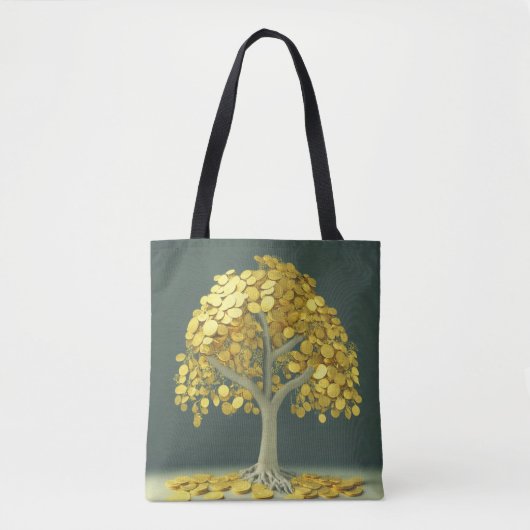 Luxe Canvas tas Gestileerde Geldboom met Gouden Mu (Voorkant)