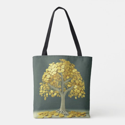 Luxe Canvas tas Gestileerde Geldboom met Gouden Mu (Achterkant)