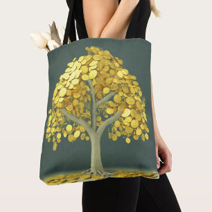 Luxe Canvas tas Gestileerde Geldboom met Gouden Mu
