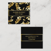 Luxe Carte de visite fleuri noir or (Devant / Derrière)