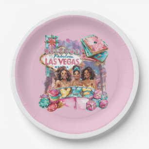 Luxe Casino Bachelorette Afro meisjes Illustratie Papieren Bordje