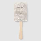 Luxe champagne glans bruiloftsprogramma met glitte handwaaier (Voorkant)