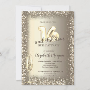 Luxe Champagne Glas Goud Confetti Lijst 16e Kaart
