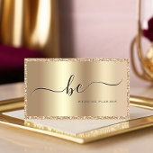 Luxe Champagne Gold Script Monogram Modern Visitekaartje