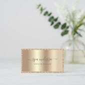 Luxe Champagne Gouden Glitter Script Monogram Chic Visitekaartje (Staand voorkant)
