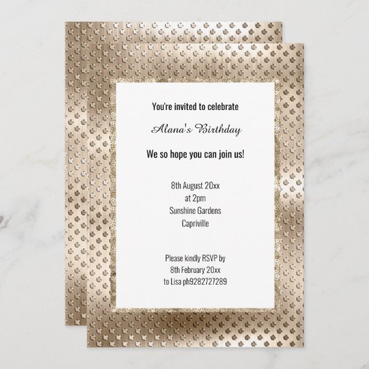 LUXE CHAMPAGNE SEQUIN DENT INVITATION (Devant / Derrière)
