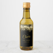Luxe Cheers Mini Mousserende Wijn Label Goud Zwart Wijn Etiket (Voorkant)
