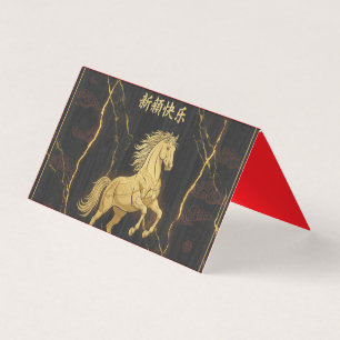 Luxe Cheval Doré Nouvel An Chinois Marbre Affaires