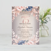 Luxe Chic Bloemen, String Lights 75e Verjaardag Kaart (Staand voorkant)