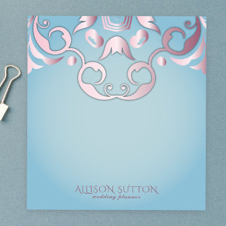 Luxe Chic Elegante Roze Grens op Aquamarijn Blauw Notitieblok