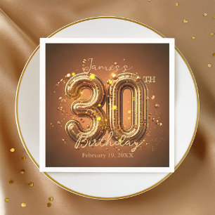 Luxe Chic Glam Brown en Goud 30e verjaardag Servet