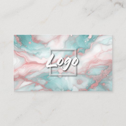 Luxe Chic Glitter adermarmer in pastelkleuren Visitekaartje (Achterkant)