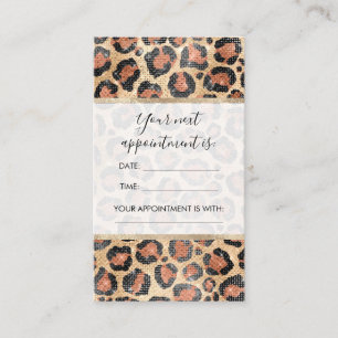 Luxe Chic Gold Black Leopard Animal Print Afsprakenkaartje