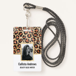 Luxe Chic Gold Black Leopard Animal Print Badge