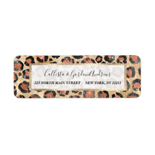 Luxe Chic Gold Black Leopard Animal Print Etiket