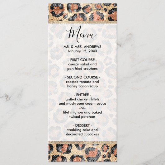 Luxe Chic Gold Black Leopard Animal Print Menu (Voorkant)