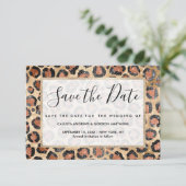 Luxe Chic Gold Black Leopard Animal Print Save The Date (Staand voorkant)