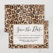 Luxe Chic Gold Black Leopard Animal Print Save The Date (Voorkant / Achterkant)