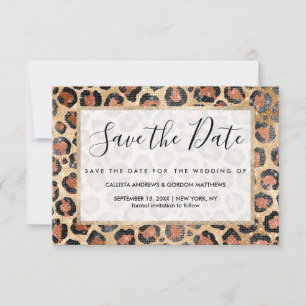 Luxe Chic Gold Black Leopard Animal Print Save The Date