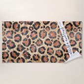 Luxe Chic Gold Black Leopard Animal Print Strandlaken (Voorkant)